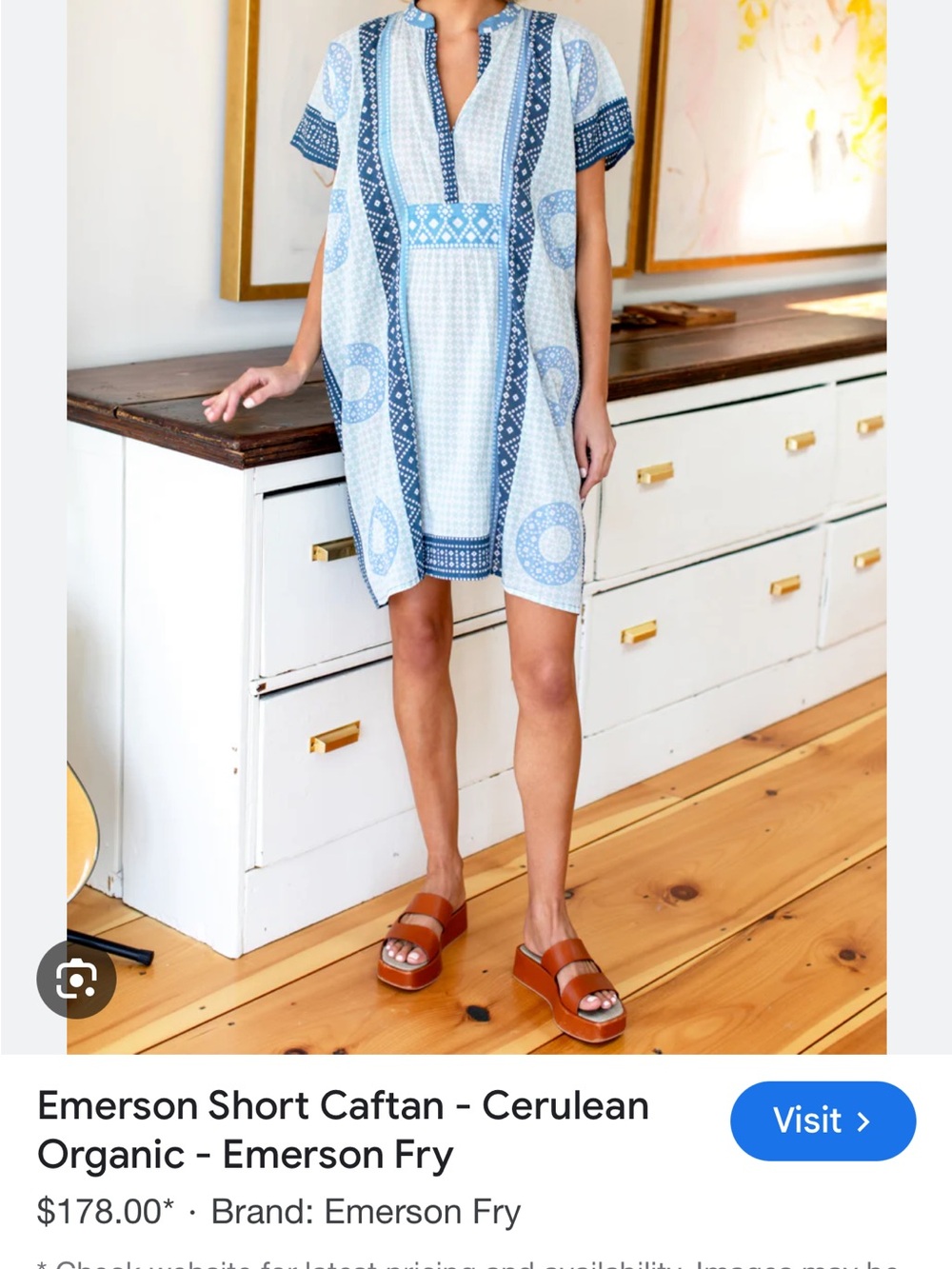 Emerson Fry Caftan NWT. One size. Organic cotton